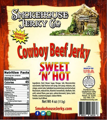 4oz Sweet 'N' Hot Cowboy Beef Jerky